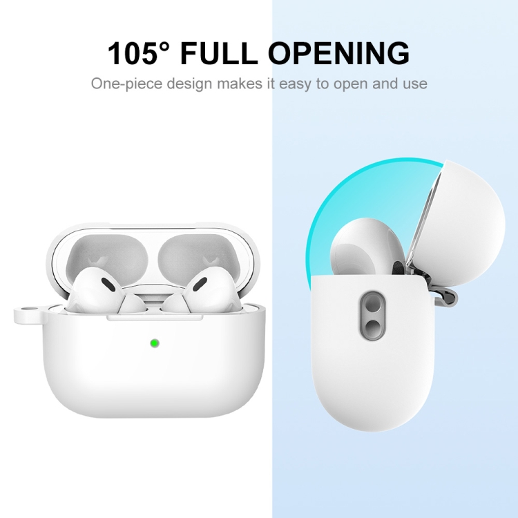 For Apple AirPods Pro 2 2022 ENKAY Thickened Silicone Protective Case with Keychain(White) For Apple AirPods Pro 2 2022 ENKAY Thickened Silicone Protective Case with Keychain(White)