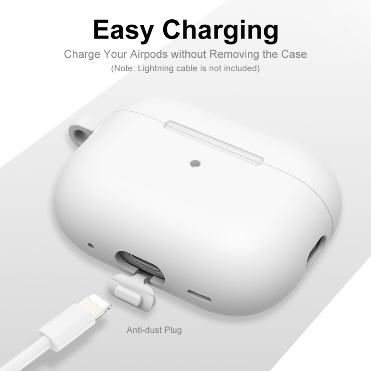For Apple AirPods Pro 2 2022 ENKAY Thickened Silicone Protective Case with Keychain(White) For Apple AirPods Pro 2 2022 ENKAY Thickened Silicone Protective Case with Keychain(White)