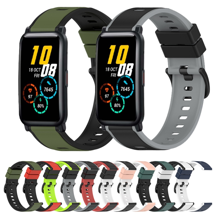 For Honor Watch ES 20mm Two-Color Silicone Watch Band(Midnight