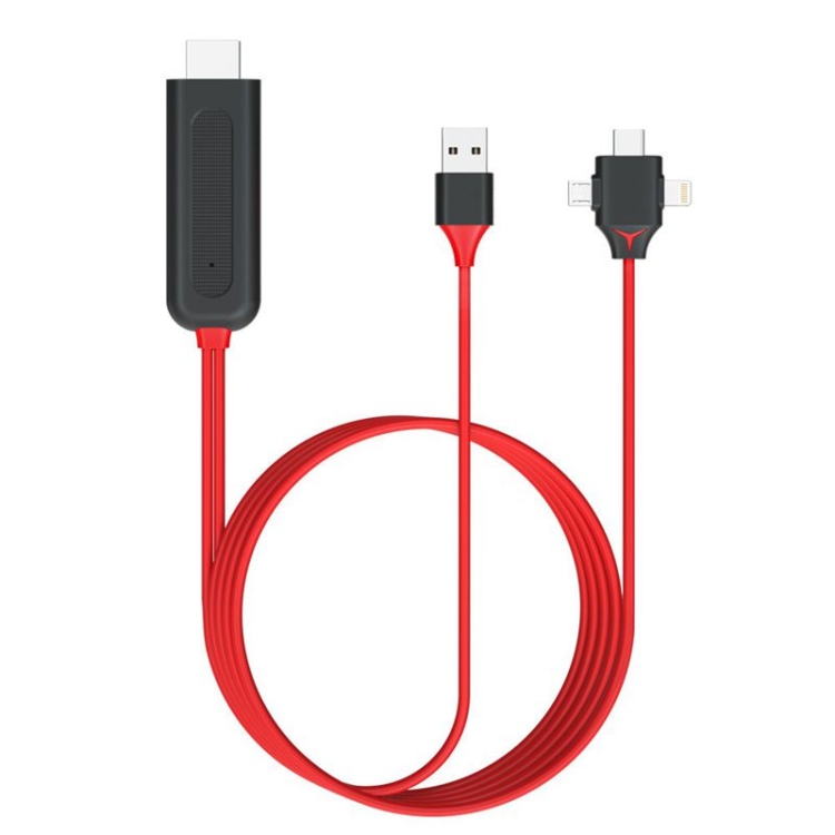 Adaptador 3 en 1 HDMI1080P USB/Tipo-C a HDMI Espejo Pantalla de teléfono  móvil a TV/Proyector/Monitor Compatible con Teléfono 13/12/11/S8/9/Note/8/9  y más Bluetooth rojo