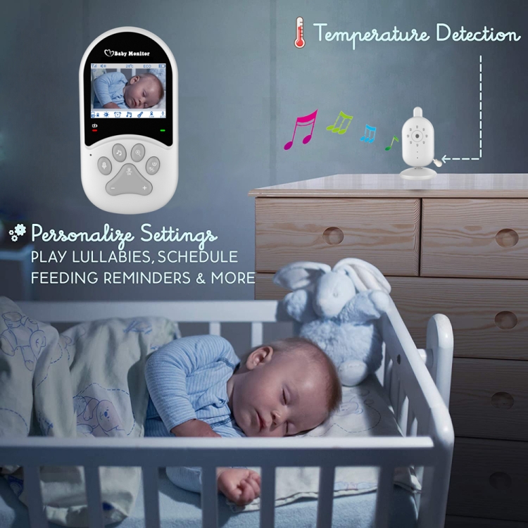 660 Monitor de bebé con pantalla LCD de 2,4 pulgadas, conversación bidireccional, alarma de temperatura de sonido, reproducción de música de cuna inalámbrica - 2
