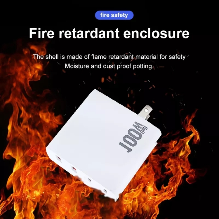 GaN 100W Dual USB + Dual USB-C/Type-C Multi Port Charger with 2m Type-C to Type-C Data Cable Set US / UK Plug GaN 100W Dual USB + Dual USB-C/Type-C Multi Port Charger with 2m Type-C to Type-C Data Cable Set US / UK Plug