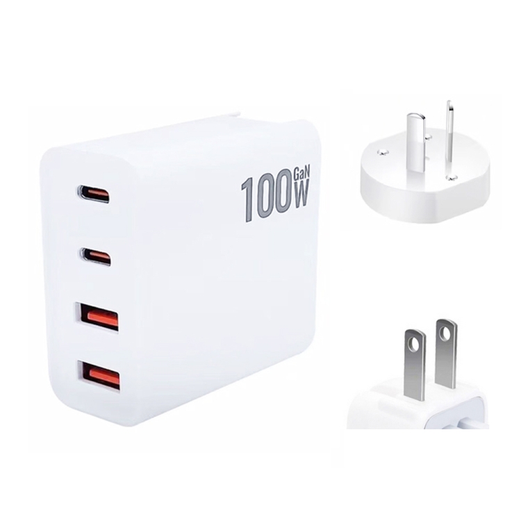 GaN 100W Dual USB+Dual USB-C/Type-C Multi Port Charger with 1.8m Type-C to MagSafe 1 / L Header Data Cable US / AU Plug GaN 100W Dual USB+Dual USB-C/Type-C Multi Port Charger with 1.8m Type-C to MagSafe 1 / L Header Data Cable US / AU Plug
