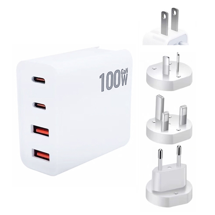 GaN 100W Dual USB+Dual USB-C/Type-C Multi Port Charger With 1.8m Type-C ...