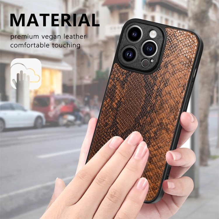 For iPhone 14 Pro Max Snakeskin Leather Back Cover Phone Case(Brown) For iPhone 14 Pro Max Snakeskin Leather Back Cover Phone Case(Brown)