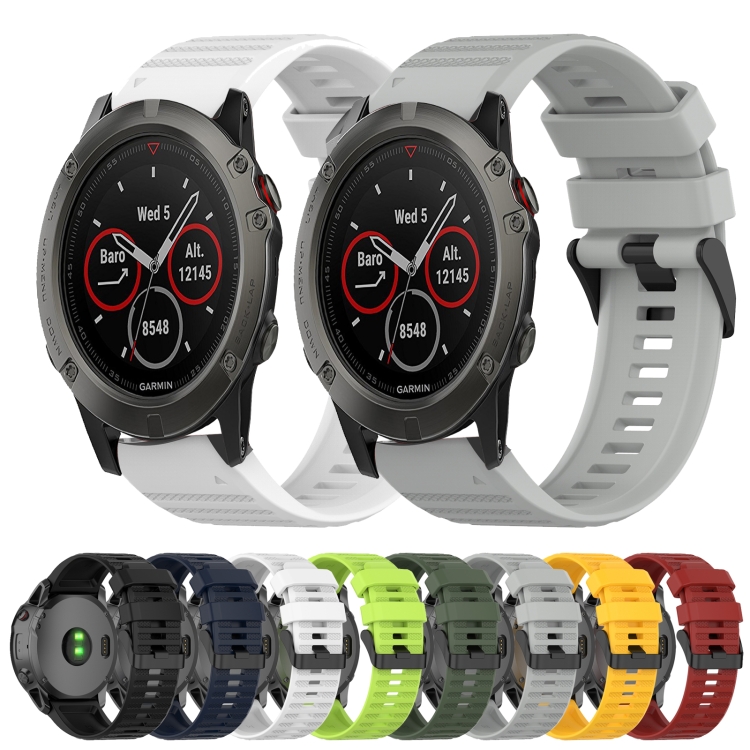 Para Garmin Fenix 6X Pro Correa de reloj de silicona con textura horizontal  de 26 mm con herramienta de extracción (Amarillo)