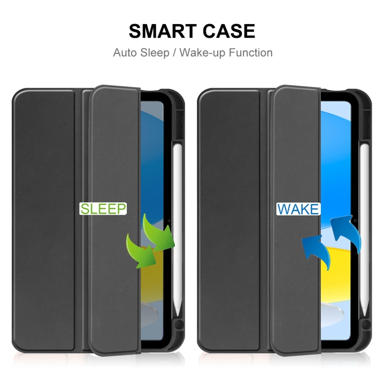 For iPad 10th Gen 10.9 2022 ENKAY TPU Back Cover Smart Leather Stand Tablet Case with Pen Slot(Black) For iPad 10th Gen 10.9 2022 ENKAY TPU Back Cover Smart Leather Stand Tablet Case with Pen Slot(Black)