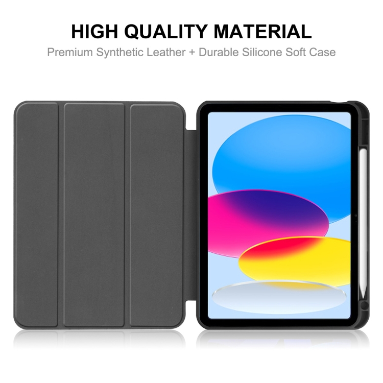 For iPad 10th Gen 10.9 2022 ENKAY TPU Back Cover Smart Leather Stand Tablet Case with Pen Slot(Black) For iPad 10th Gen 10.9 2022 ENKAY TPU Back Cover Smart Leather Stand Tablet Case with Pen Slot(Black)