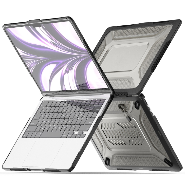 For MacBook Air 13.6 2022/2024 A2681 (M2) / A3113 (M3) ENKAY Hat-Prince 3 in 1 Protective Bracket Case Cover Hard Shell with TPU Keyboard Film / Anti-dust Plugs, Version:EU(Black) For MacBook Air 13.6 2022/2024 A2681 (M2) / A3113 (M3) ENKAY Hat-Prince 3 in 1 Protective Bracket Case Cover Hard Shell with TPU Keyboard Film / Anti-dust Plugs, Version:EU(Black)