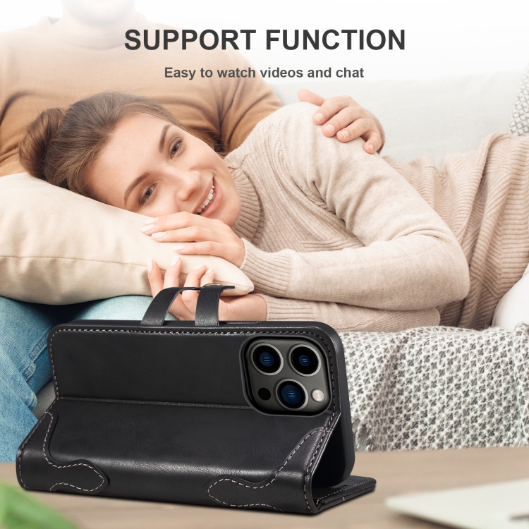 Suteni Calf Texture Buckle Wallet Leather Phone Case For iPhone 14(Black) Suteni Calf Texture Buckle Wallet Leather Phone Case For iPhone 14(Black)