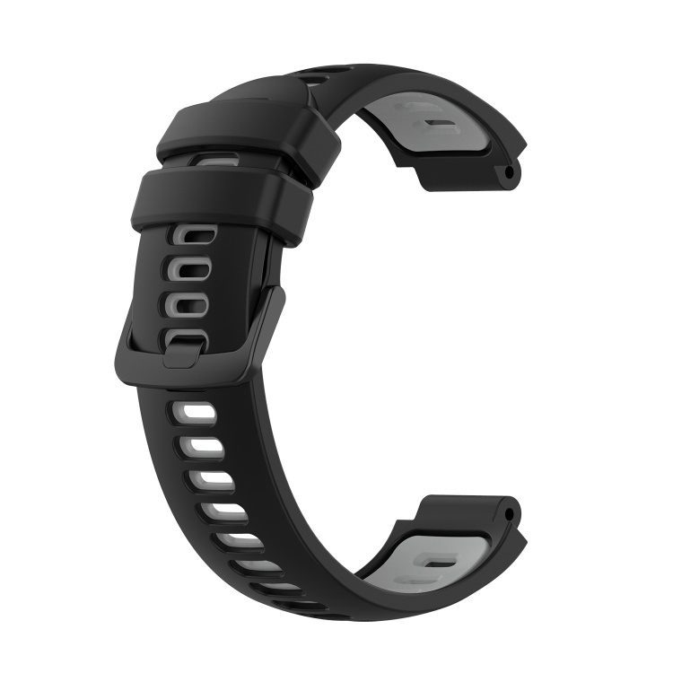 For Garmin Approach S6 Two Color Silicone Watch Band Black Grey
