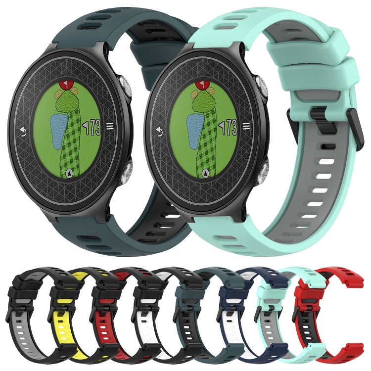 Pour le bracelet de montre en silicone bicolore Garmin Approach S6 bleu nuit blanc