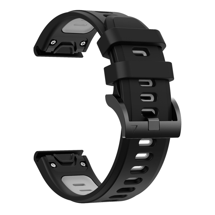 ( Garmin 22 zweifarbiges Sport-Silikon-Uhrenarmband grau) Für mm Fenix + ​​7 Solar schwarz