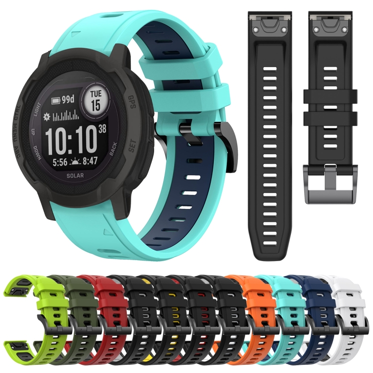 Para Garmin Instinct 22 mm correa de reloj de silicona deportiva de dos  colores (verde lima