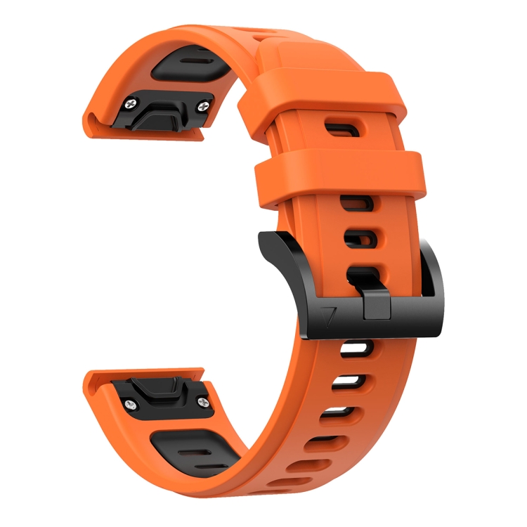 For Garmin Fenix 3 HR 26mm Two Color Sports Silicone Watch Band Orange Black