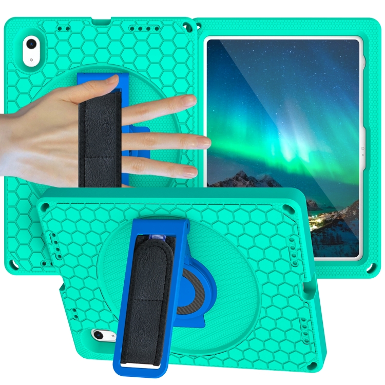 For iPad 10th Gen 10.9 2022 360 Rotation Stand EVA Hard PC Tablet Case with Strap(Glacier+Blue) For iPad 10th Gen 10.9 2022 360 Rotation Stand EVA Hard PC Tablet Case with Strap(Glacier+Blue)
