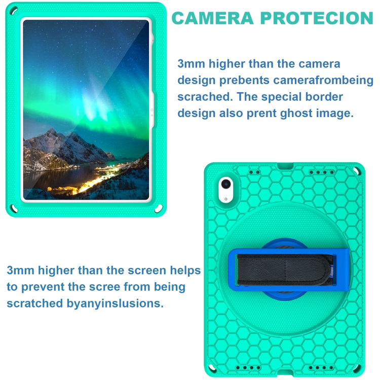 For iPad 10th Gen 10.9 2022 360 Rotation Stand EVA Hard PC Tablet Case with Strap(Glacier+Blue) For iPad 10th Gen 10.9 2022 360 Rotation Stand EVA Hard PC Tablet Case with Strap(Glacier+Blue)