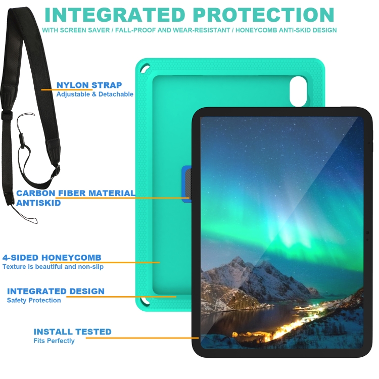 For iPad 10th Gen 10.9 2022 360 Rotation Stand EVA Hard PC Tablet Case with Strap(Glacier+Blue) For iPad 10th Gen 10.9 2022 360 Rotation Stand EVA Hard PC Tablet Case with Strap(Glacier+Blue)