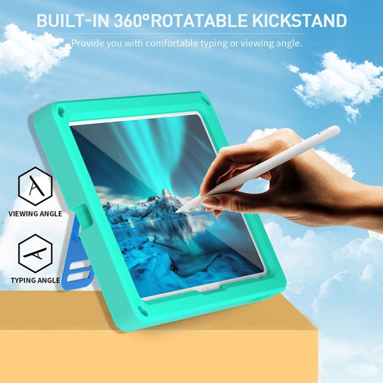 For iPad 10th Gen 10.9 2022 360 Rotation Stand EVA Hard PC Tablet Case with Strap(Glacier+Blue) For iPad 10th Gen 10.9 2022 360 Rotation Stand EVA Hard PC Tablet Case with Strap(Glacier+Blue)