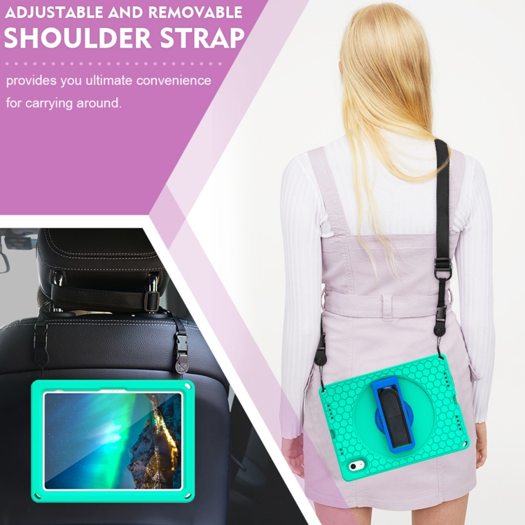 For iPad 10th Gen 10.9 2022 360 Rotation Stand EVA Hard PC Tablet Case with Strap(Glacier+Blue) For iPad 10th Gen 10.9 2022 360 Rotation Stand EVA Hard PC Tablet Case with Strap(Glacier+Blue)