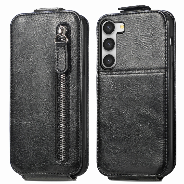 For Samsung Galaxy S23 5G Zipper Wallet Vertical Flip Leather Phone Case(Black) For Samsung Galaxy S23 5G Zipper Wallet Vertical Flip Leather Phone Case(Black)