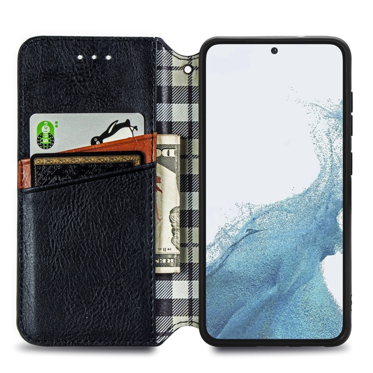 For Samsung Galaxy S23+ 5G Cubic Grid Pressed Magnetic Leather Phone Case(Black) For Samsung Galaxy S23+ 5G Cubic Grid Pressed Magnetic Leather Phone Case(Black)
