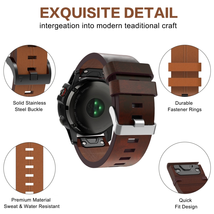 Pour bracelet de montre à boucle en acier en cuir Garmin Enduro 2