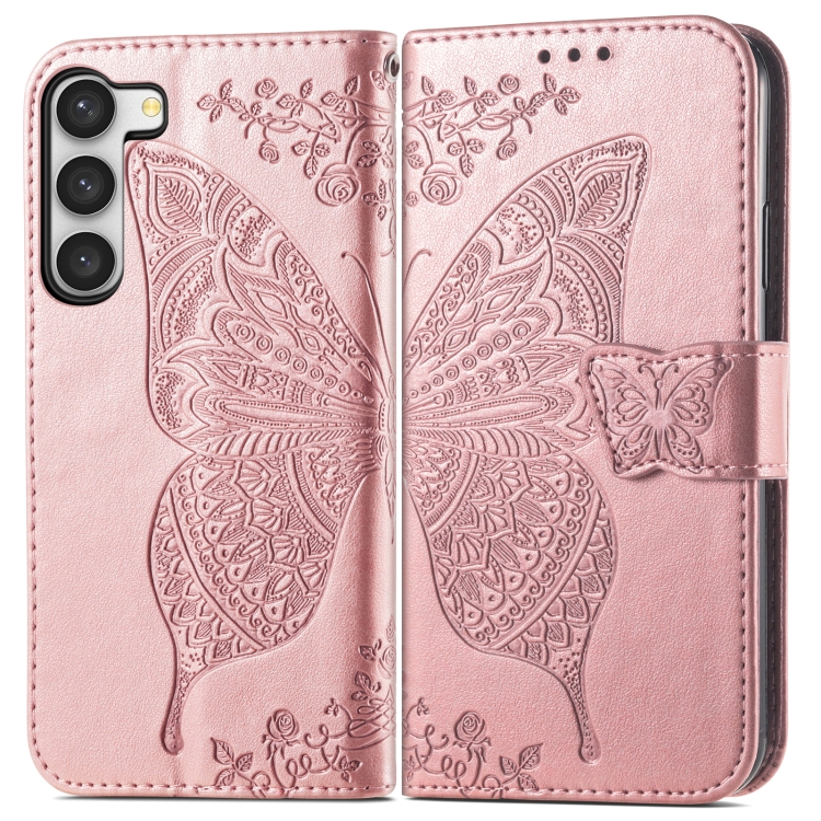For Samsung Galaxy S23+ 5G Butterfly Love Flower Embossed Leather Phone Case(Rose Gold) For Samsung Galaxy S23+ 5G Butterfly Love Flower Embossed Leather Phone Case(Rose Gold)
