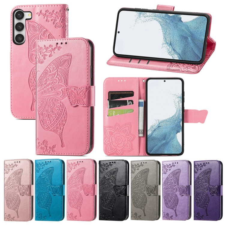 For Samsung Galaxy S23+ 5G Butterfly Love Flower Embossed Leather Phone Case(Rose Gold) For Samsung Galaxy S23+ 5G Butterfly Love Flower Embossed Leather Phone Case(Rose Gold)