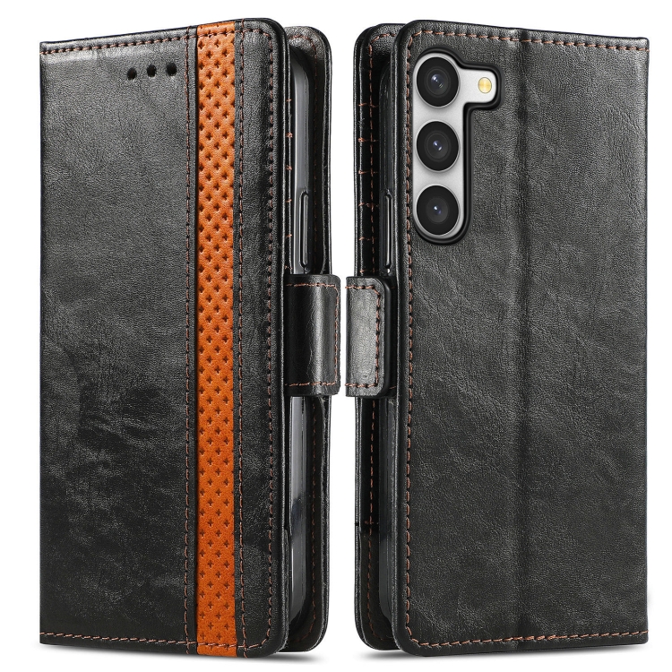 For Samsung Galaxy S23+ 5G CaseNeo Splicing Dual Magnetic Buckle Leather Phone Case(Black)