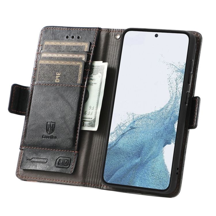 For Samsung Galaxy S23+ 5G CaseNeo Splicing Dual Magnetic Buckle Leather Phone Case(Black)