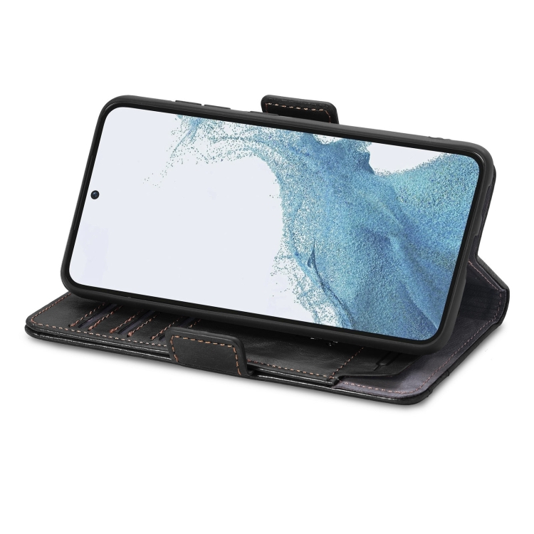 For Samsung Galaxy S23+ 5G CaseNeo Splicing Dual Magnetic Buckle Leather Phone Case(Black)