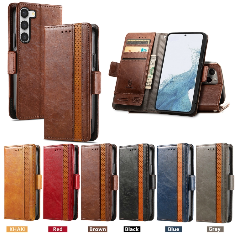 For Samsung Galaxy S23+ 5G CaseNeo Splicing Dual Magnetic Buckle Leather Phone Case(Black)