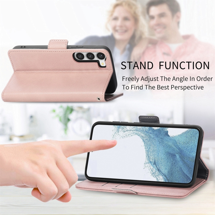 For Samsung Galaxy S23 Ultra 5G Stereoscopic Flowers Leather Phone Case(Rose Gold)