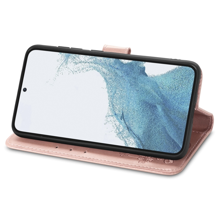 For Samsung Galaxy S23+ 5G Four-leaf Clasp Embossed Buckle Leather Phone Case(Rose Gold) For Samsung Galaxy S23+ 5G Four-leaf Clasp Embossed Buckle Leather Phone Case(Rose Gold)