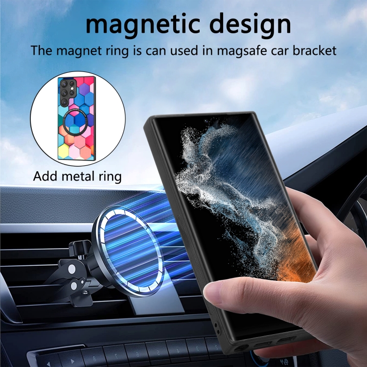 For Samsung Galaxy S23 Ultra 5G Colored Drawing Leather Back Cover Magsafe Phone Case(Emerald)
