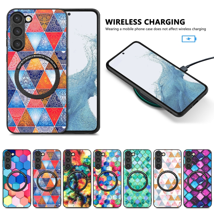 For Samsung Galaxy S23+ 5G Colored Drawing Leather Back Cover Magsafe Phone Case(Emerald) For Samsung Galaxy S23+ 5G Colored Drawing Leather Back Cover Magsafe Phone Case(Emerald)