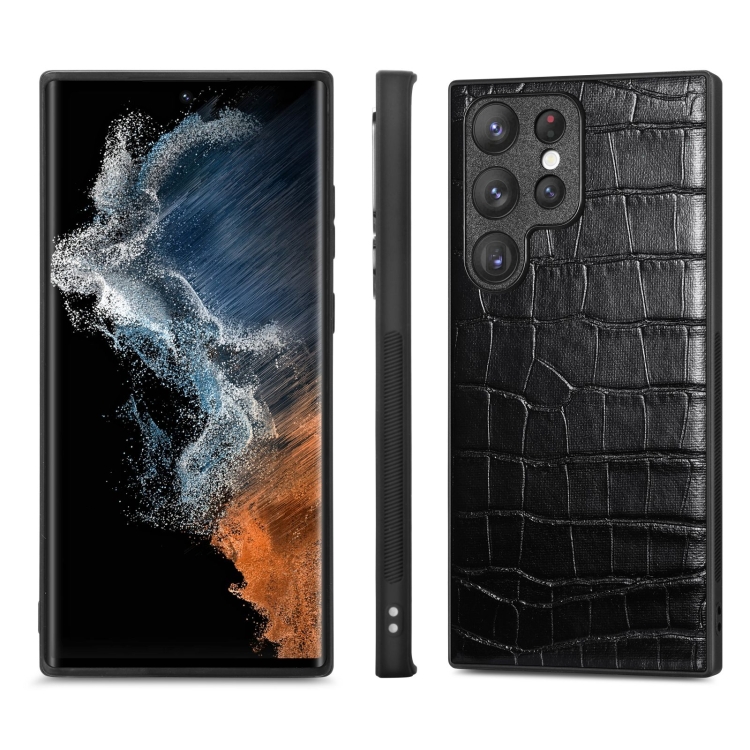 For Samsung Galaxy S23 Ultra 5G Crocodile Grain Leather Back Cover Phone Case(Black) For Samsung Galaxy S23 Ultra 5G Crocodile Grain Leather Back Cover Phone Case(Black)