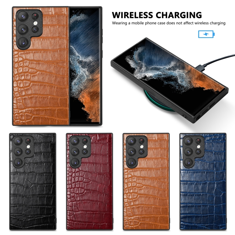 For Samsung Galaxy S23 Ultra 5G Crocodile Grain Leather Back Cover Phone Case(Black) For Samsung Galaxy S23 Ultra 5G Crocodile Grain Leather Back Cover Phone Case(Black)