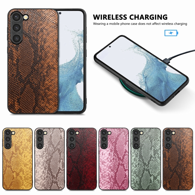 For Samsung Galaxy S23+ 5G Snakeskin Leather Back Cover Phone Case(Green)