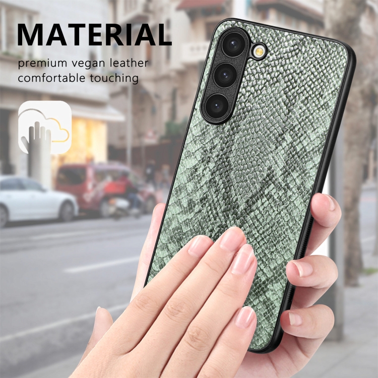 For Samsung Galaxy S23+ 5G Snakeskin Leather Back Cover Phone Case(Green)