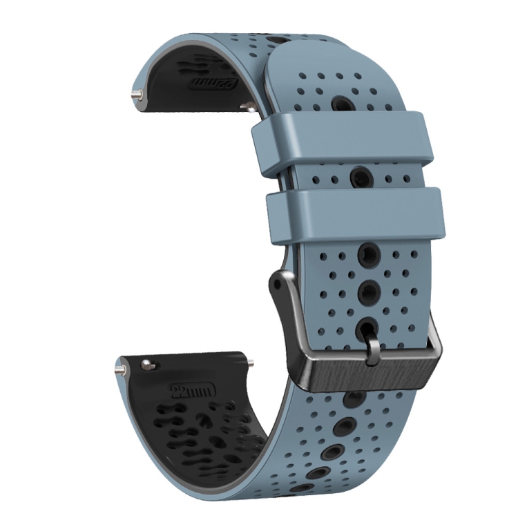 Para Amazfit GTR 4 22 mm correa de reloj de silicona bicolor perforada  (negro + azul)