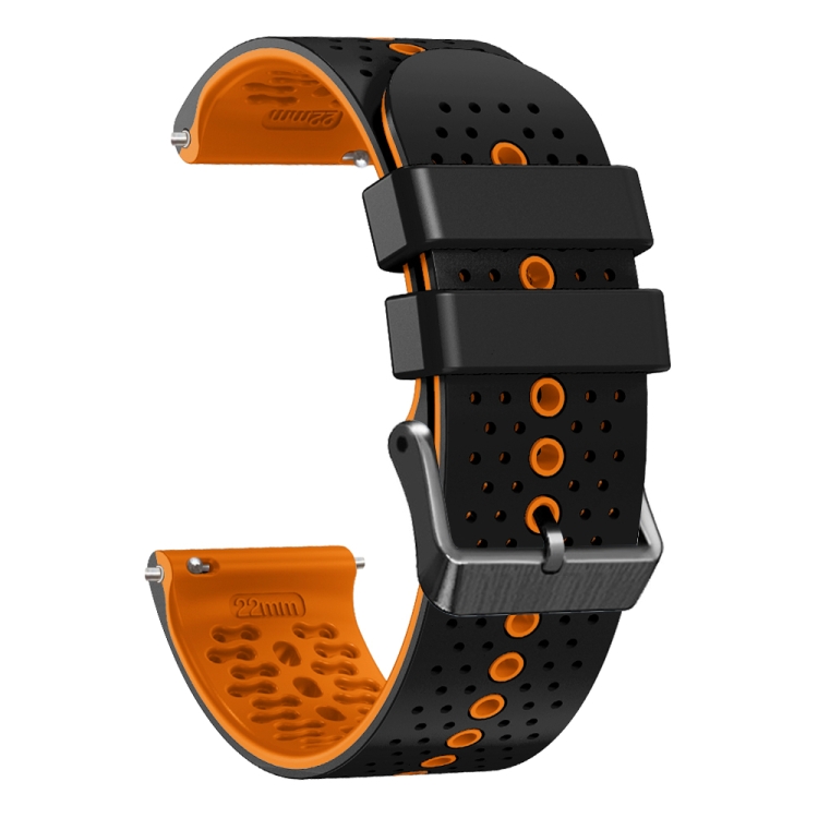 Para Amazfit GTR 2 22 mm correa de reloj de silicona bicolor perforada  (naranja + negro)