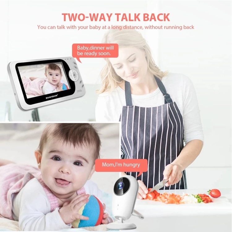 Moniteur bébé SM50 5 pouces caméra sans fil rotative à 360 degrés moniteur  de berceuse interphone