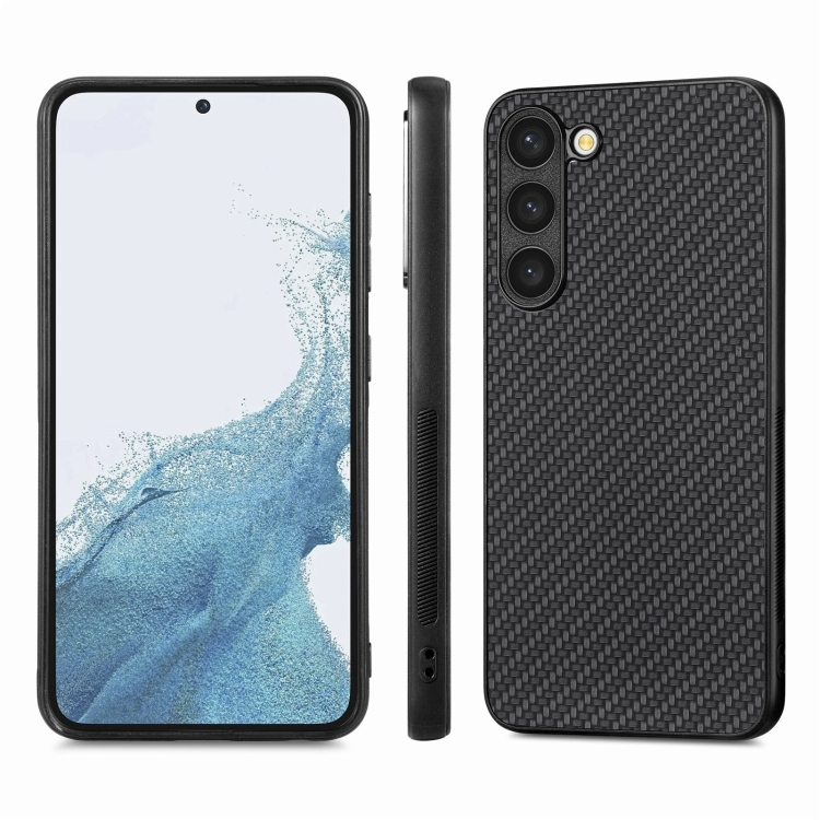 For Samsung Galaxy S23+ 5G Carbon Fiber Texture Leather Back Cover Phone Case(Black)