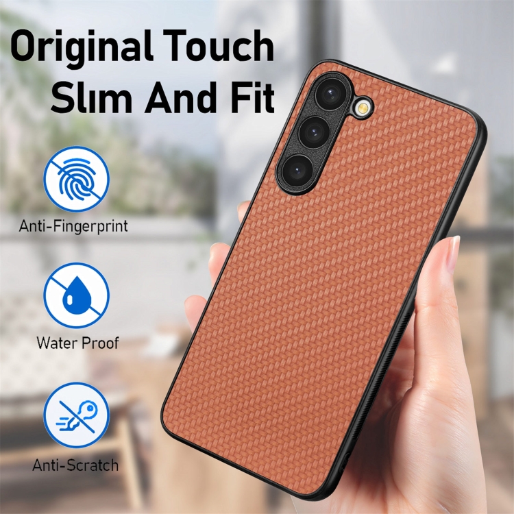 For Samsung Galaxy S23+ 5G Carbon Fiber Texture Leather Back Cover Phone Case(Black)