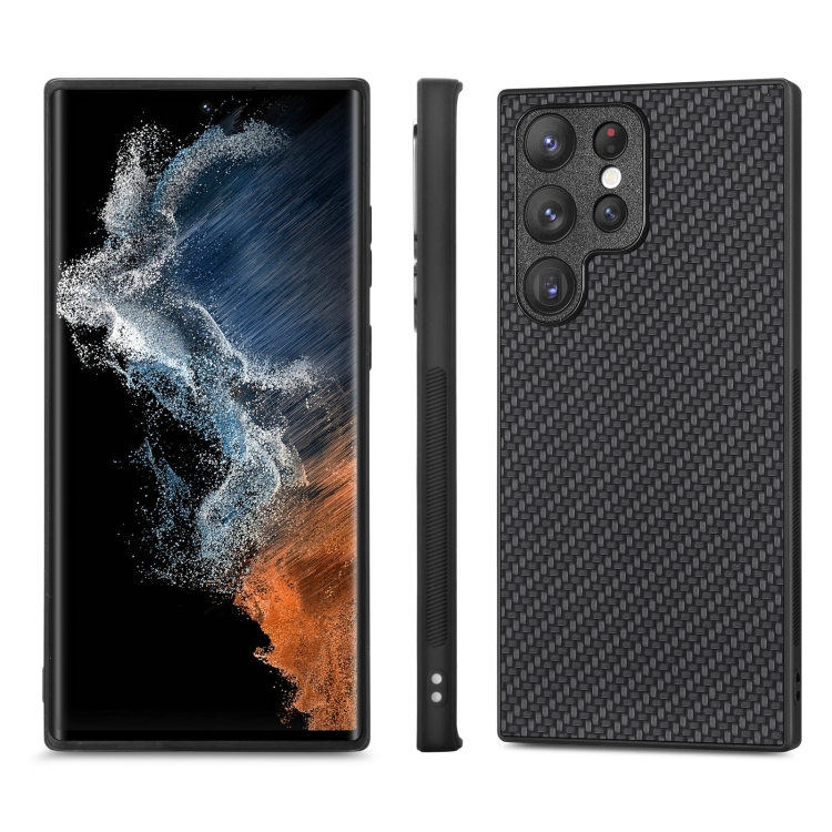 For Samsung Galaxy S23 Ultra 5G Carbon Fiber Texture Leather Back Cover Phone Case(Black) For Samsung Galaxy S23 Ultra 5G Carbon Fiber Texture Leather Back Cover Phone Case(Black)