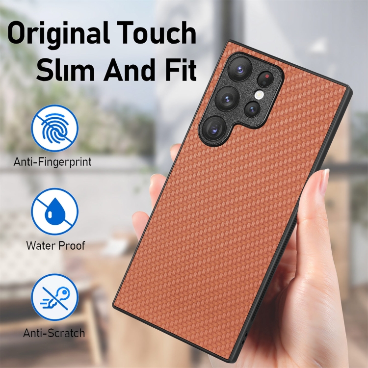 For Samsung Galaxy S23 Ultra 5G Carbon Fiber Texture Leather Back Cover Phone Case(Black) For Samsung Galaxy S23 Ultra 5G Carbon Fiber Texture Leather Back Cover Phone Case(Black)