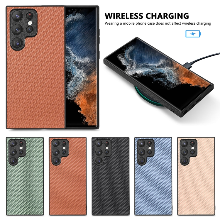 For Samsung Galaxy S23 Ultra 5G Carbon Fiber Texture Leather Back Cover Phone Case(Black) For Samsung Galaxy S23 Ultra 5G Carbon Fiber Texture Leather Back Cover Phone Case(Black)