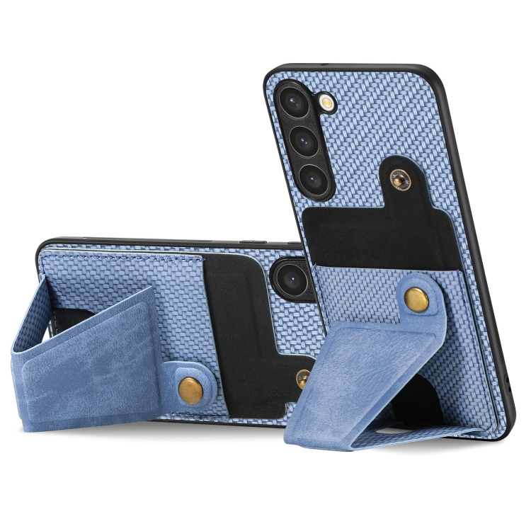 For Samsung Galaxy S23+ 5G Carbon Fiber Wallet Flip Card Holder Phone Case(Black)